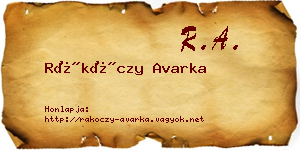 Rákóczy Avarka névjegykártya